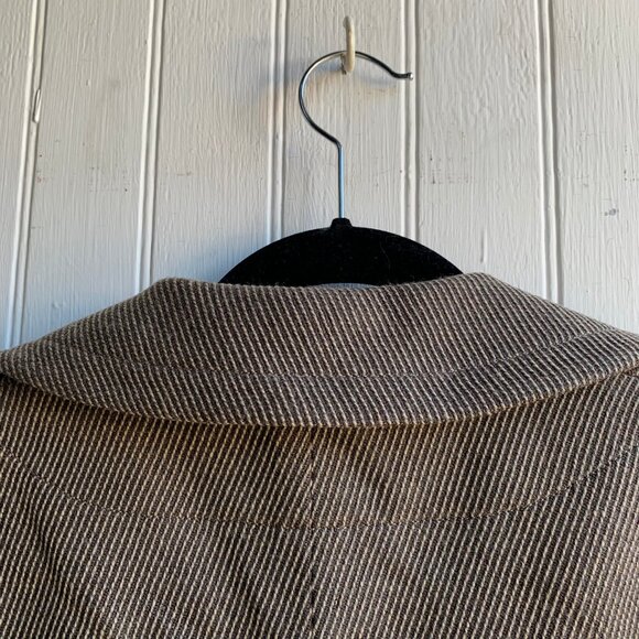 Akris Punto Beige Brown Cream Diagonal Stripe One Button Blazer Jacket - Wool  8 - Picture 11 of 16